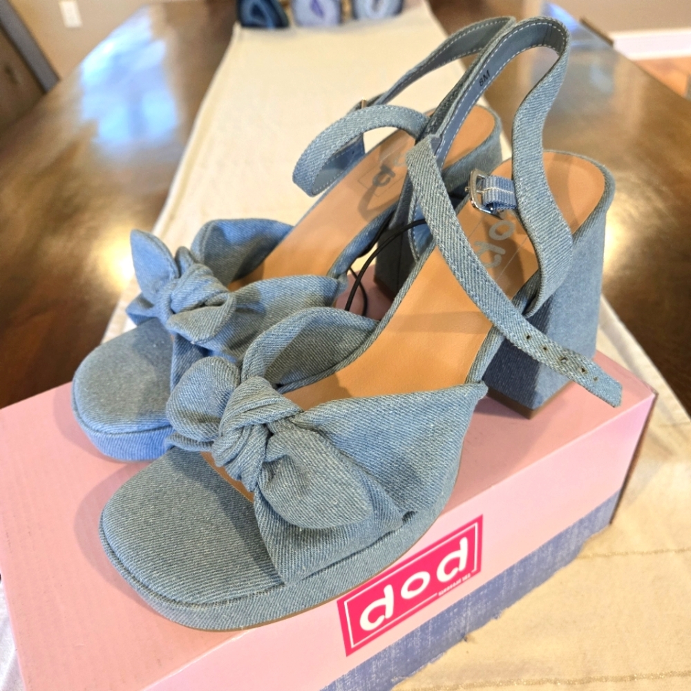 Pop Unity Denim Chunky Heels 8